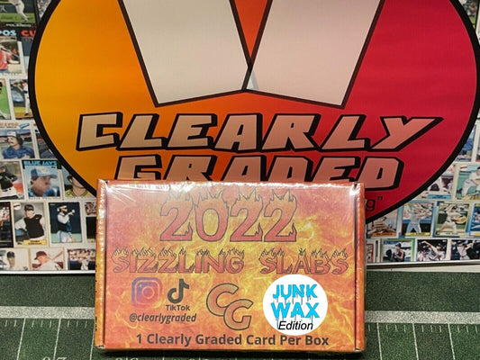 2022 Clearly Graded Sizzling Slabs Junk Wax Edition delivers (1) Slabbed Buyback Clearly Graded Card per Box