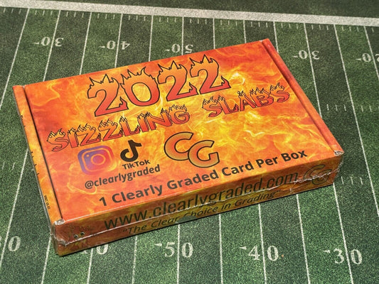 2022 Clearly Graded Sizzling Slabs Football Edition delivers (1) Slabbed Buyback Clearly Graded Card per Box
